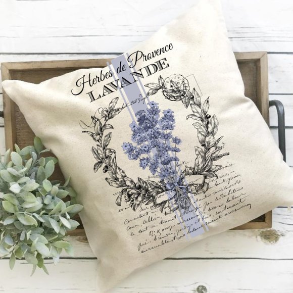 French Country, Throw Pillow Cover, Lavender - Picture 2 of 3
